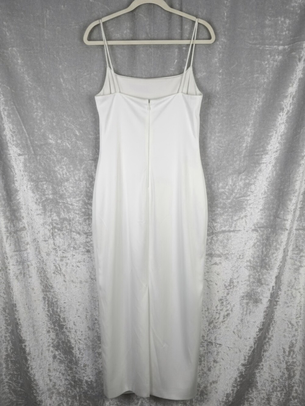 BHLDN Square-Neck Back-Slit Slim Stretch Satin Midi Dress - Picture 7 of 8